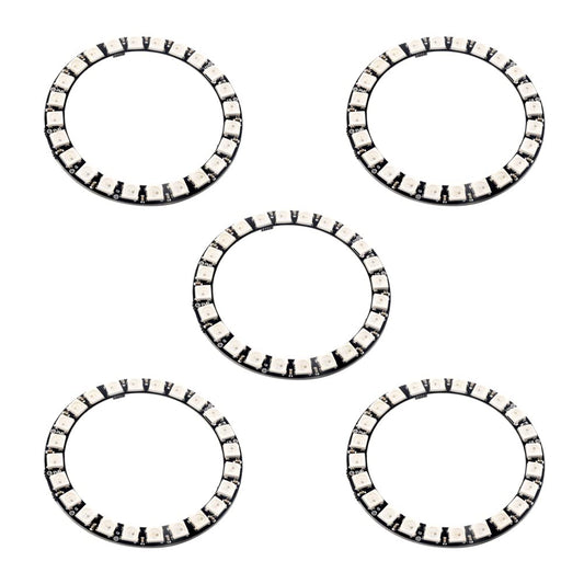 7 X WS2812B RGB LED Rings 7 Bits 5050 Lamp Light with Integrated Drivers, Full Color, Individually Addressable for Arduino ESP8266 Raspberry Pi ESP32 (Pack of 5pcs)