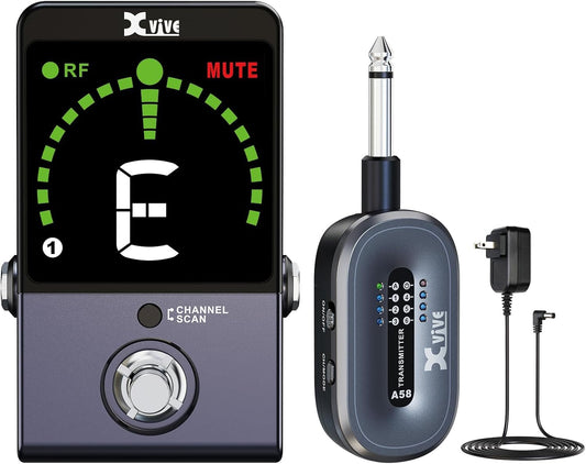 Xvive A58 Wireless Guitar System 5.8GHz Wireless Guitar Transmitter Receiver for Active or Passive Pickup Electric/Acoustic Bass Guitar