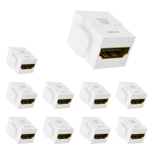 VCE HDMI Keystone Jack, 4K HDMI Female to Female Adapter Coupler Snap-in for Keystone Wall Plate, Black, 6-Pack