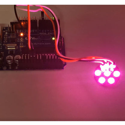 7 X WS2812B RGB LED Rings 7 Bits 5050 Lamp Light with Integrated Drivers, Full Color, Individually Addressable for Arduino ESP8266 Raspberry Pi ESP32 (Pack of 5pcs)