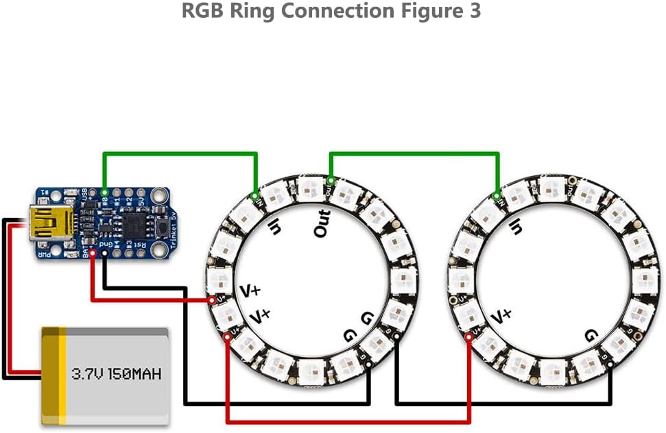 12 Bits WS2812 5050SMD RGB LED Ring Full Color LED Lamp Individually Addressable Colorful LED Light for Arduino Raspberry Pi Project (Pack of 2)