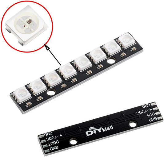 8 Bits WS2812 RGB LED Stick 8 X WS2812B 5050 Full Color RGB LED Module Built-in Drivers for Arduino Raspberry Pi ESP32 Shopping Mall Home Decoration Lighting Pack of 5pcs