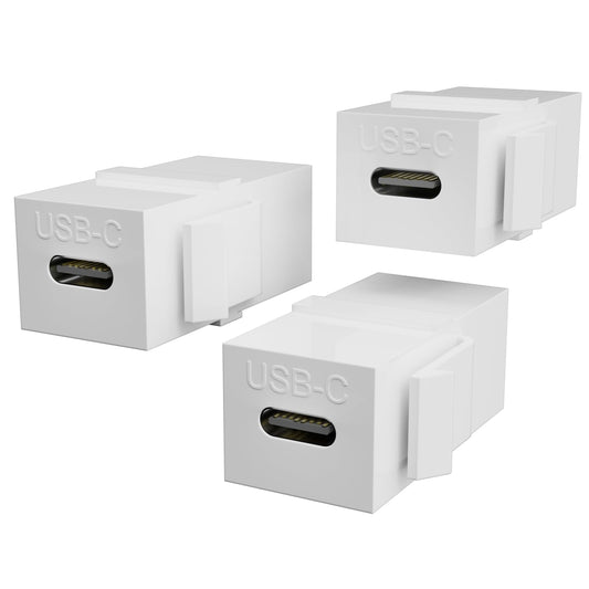PANPEO USB C Keystone Jack Insert Adapters Female to Female Inserts Connector Interface Coupler Socket Adapter Port for Wall Plate Outlet Panel (3 Pack - Black)