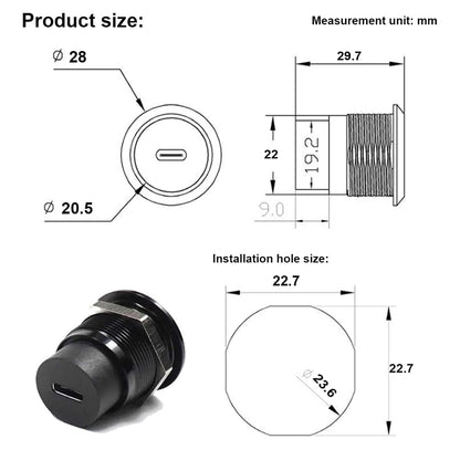 PENGLIN 2PCS USB 3.1 Type C Panel Mount Coupler, D-Type Module USB C Pass Through Connector, Female to Female Bulkhead Extension Adapter