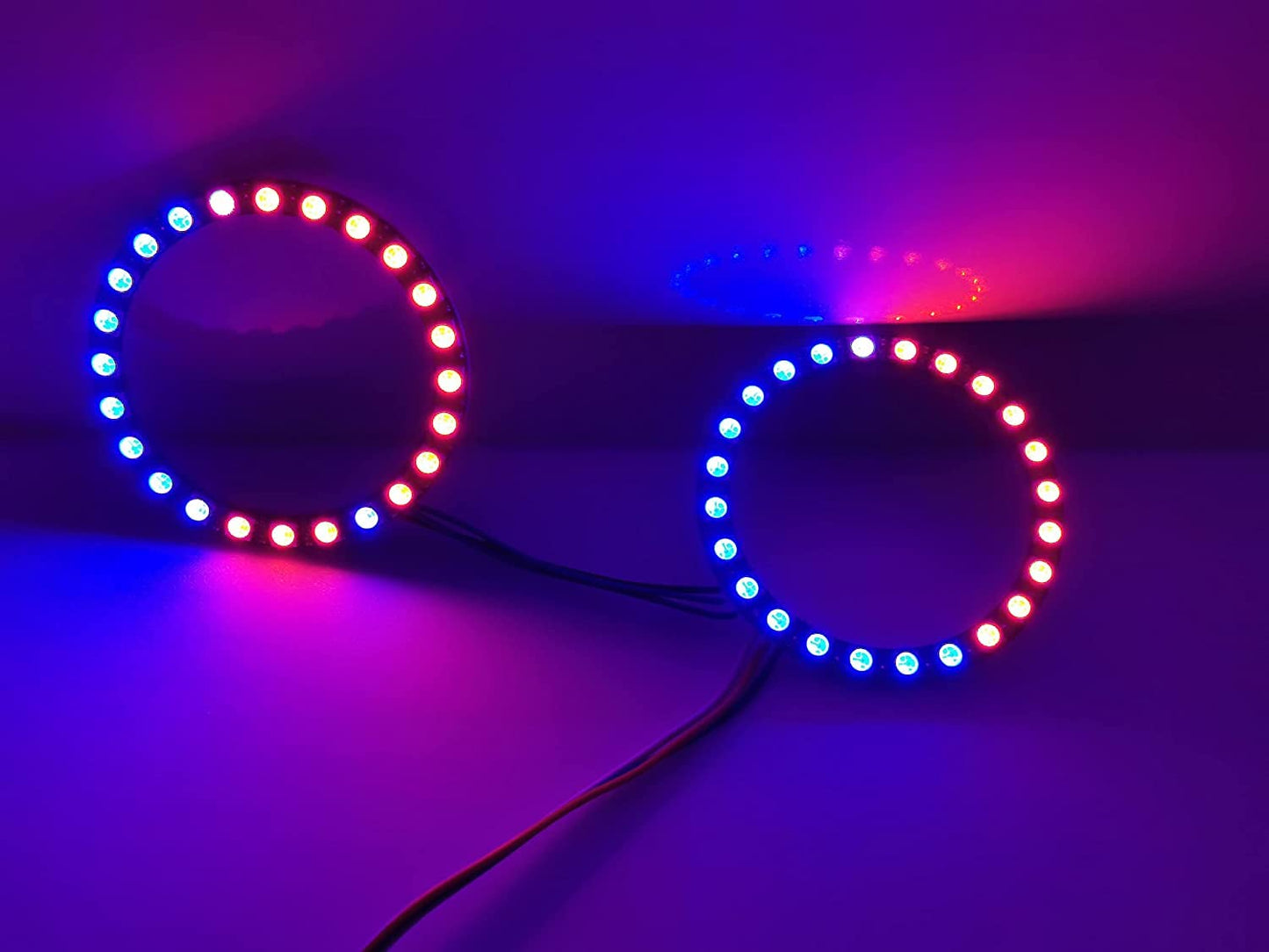 7 X WS2812B RGB LED Rings 7 Bits 5050 Lamp Light with Integrated Drivers, Full Color, Individually Addressable for Arduino ESP8266 Raspberry Pi ESP32 (Pack of 5pcs)