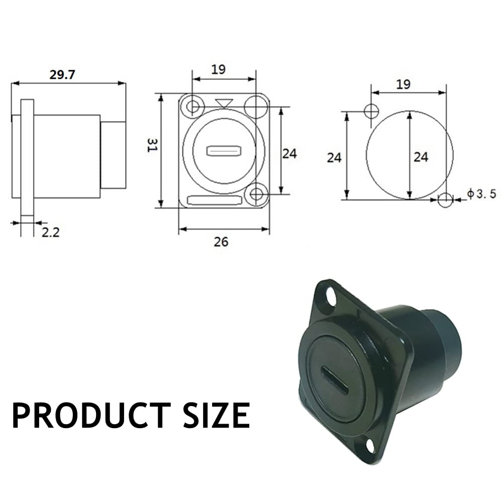 PENGLIN 2PCS USB 3.1 Type C Panel Mount Coupler, D-Type Module USB C Pass Through Connector, Female to Female Bulkhead Extension Adapter