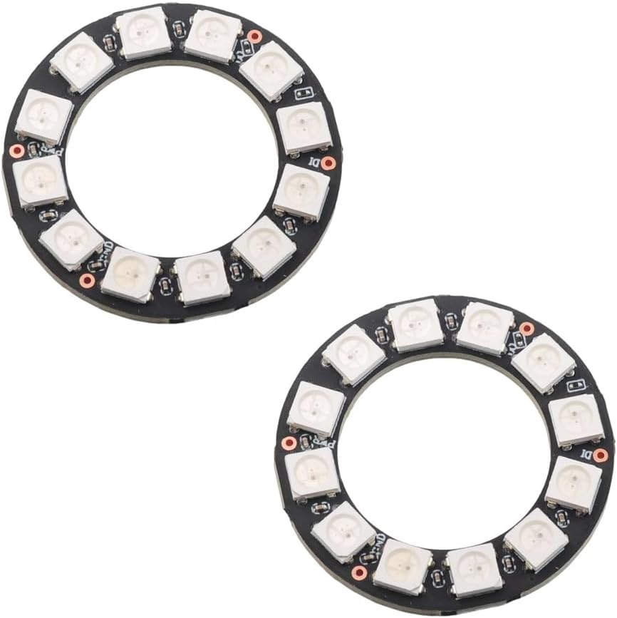 12 Bits WS2812 5050SMD RGB LED Ring Full Color LED Lamp Individually Addressable Colorful LED Light for Arduino Raspberry Pi Project (Pack of 2)