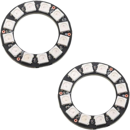 12 Bits WS2812 5050SMD RGB LED Ring Full Color LED Lamp Individually Addressable Colorful LED Light for Arduino Raspberry Pi Project (Pack of 2)