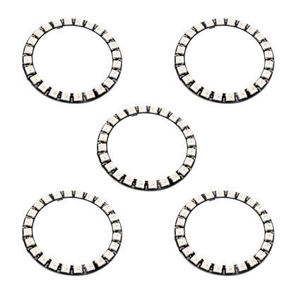 7 X WS2812B RGB LED Rings 7 Bits 5050 Lamp Light with Integrated Drivers, Full Color, Individually Addressable for Arduino ESP8266 Raspberry Pi ESP32 (Pack of 5pcs)