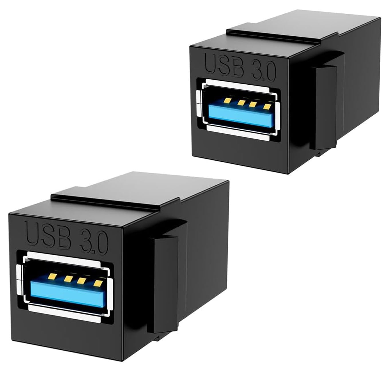 PANPEO USB 3.0 Keystone Jack Insert – Female to Female Coupler for Wall Plates & Panels (Black, 5 Pack)