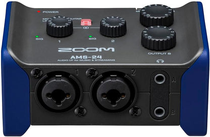 Zoom AMS-24 USB Audio Interface for Musicians & Podcasters with 2 Inputs, 4 Outputs, Loopback, Direct Monitoring & Bus Power for PC, Mac, iOS & Android