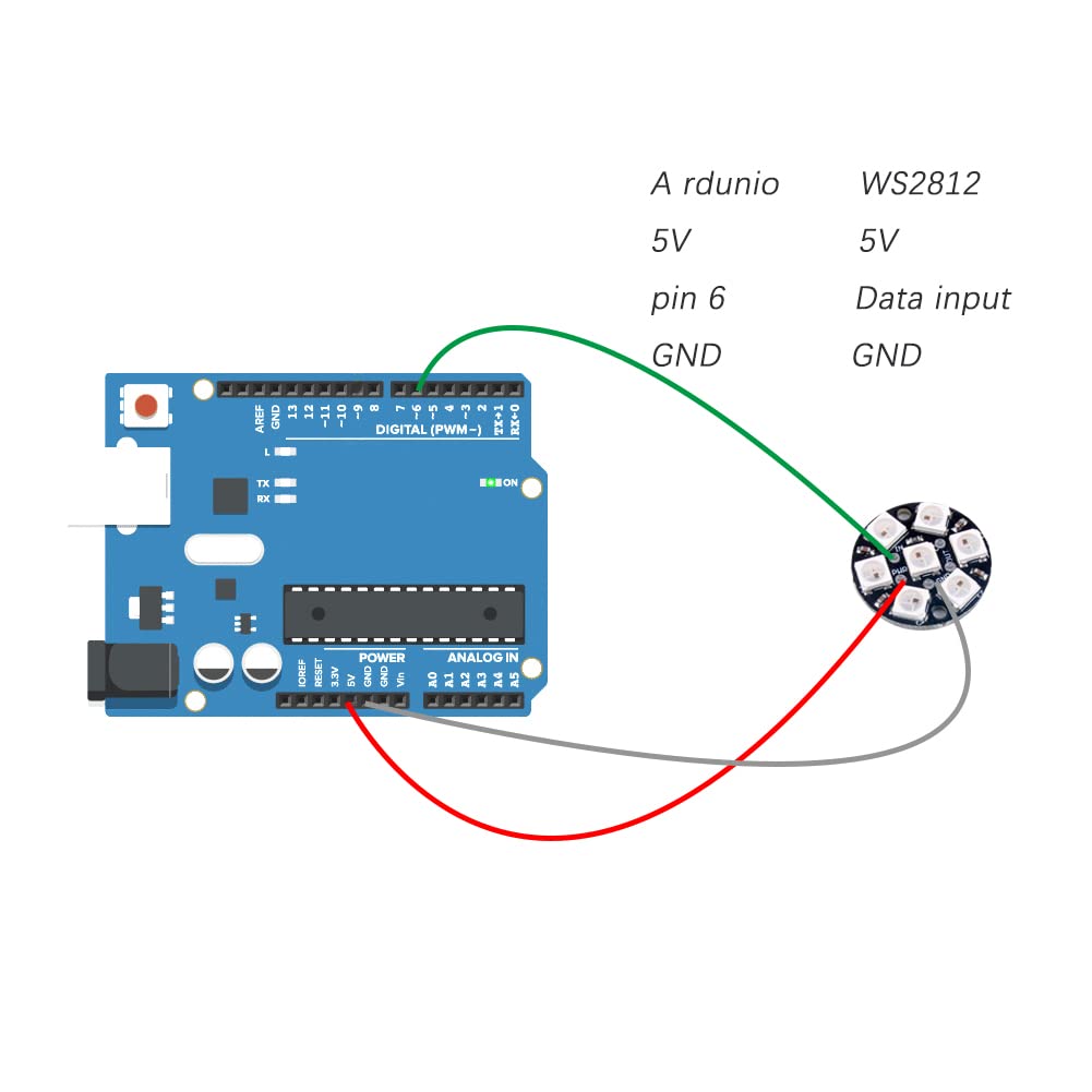 7 X WS2812B RGB LED Rings 7 Bits 5050 Lamp Light with Integrated Drivers, Full Color, Individually Addressable for Arduino ESP8266 Raspberry Pi ESP32 (Pack of 5pcs)