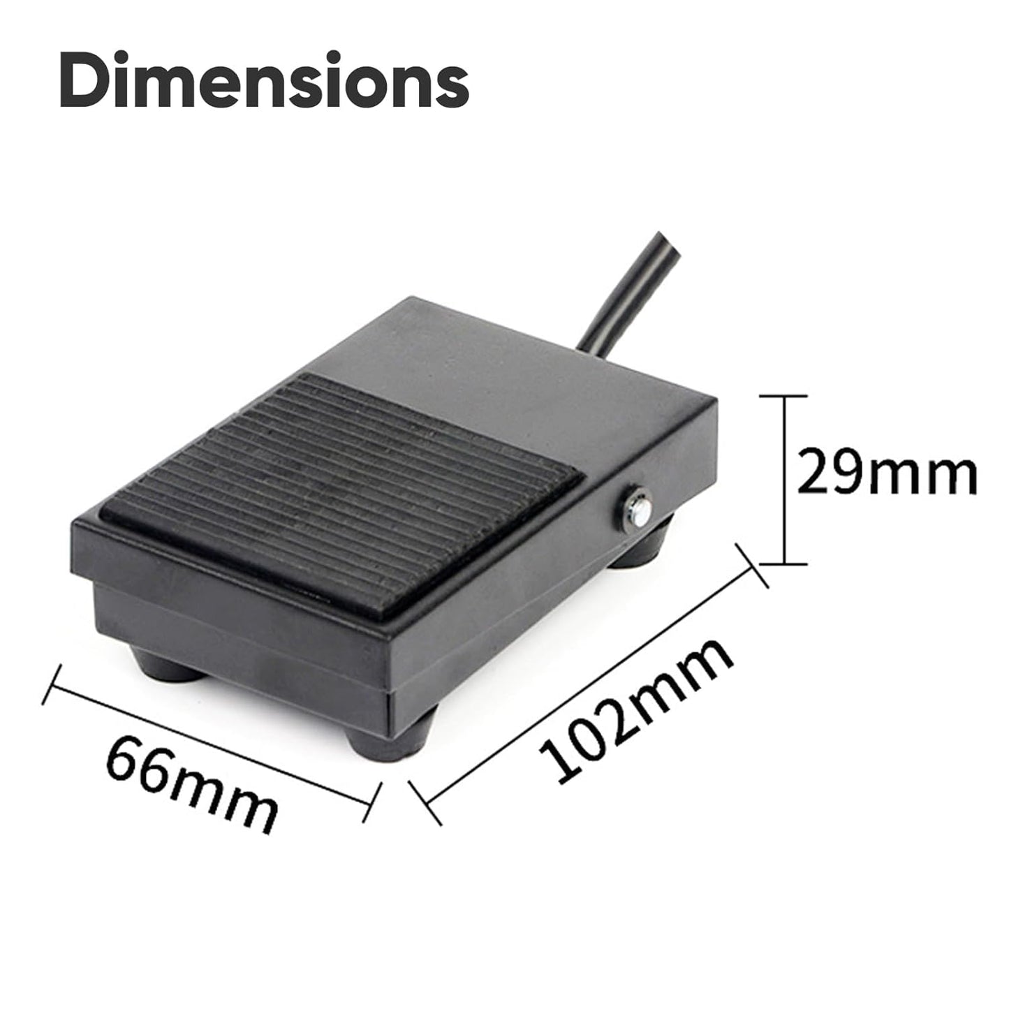 Momentary Foot Pedal Switch with 2m Wire TFS-1 Hands Free Metal Nonslip On Off AC 250V 10A Black