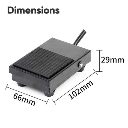 Momentary Foot Pedal Switch with 2m Wire TFS-1 Hands Free Metal Nonslip On Off AC 250V 10A Black