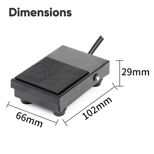 Momentary Foot Pedal Switch with 2m Wire TFS-1 Hands Free Metal Nonslip On Off AC 250V 10A Black
