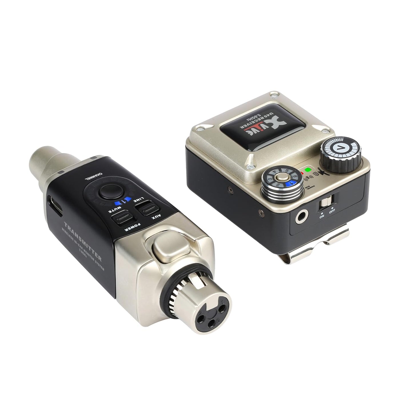 Xvive U45 Wireless in Ear Monitor System 5.8ghz IEM System Transmitter and bodypack Receiver for Studio, Band Rehearsal, Live Performance, Channel Scan Mode