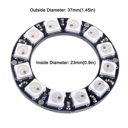 7 X WS2812B RGB LED Rings 7 Bits 5050 Lamp Light with Integrated Drivers, Full Color, Individually Addressable for Arduino ESP8266 Raspberry Pi ESP32 (Pack of 5pcs)