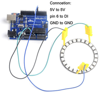 7 X WS2812B RGB LED Rings 7 Bits 5050 Lamp Light with Integrated Drivers, Full Color, Individually Addressable for Arduino ESP8266 Raspberry Pi ESP32 (Pack of 5pcs)