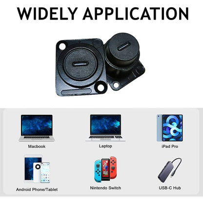 PENGLIN 2PCS USB 3.1 Type C Panel Mount Coupler, D-Type Module USB C Pass Through Connector, Female to Female Bulkhead Extension Adapter