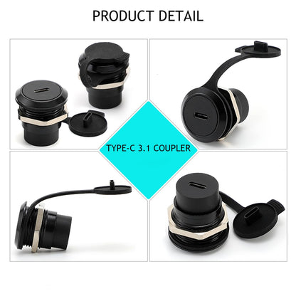 PENGLIN 2PCS USB 3.1 Type C Panel Mount Coupler, D-Type Module USB C Pass Through Connector, Female to Female Bulkhead Extension Adapter