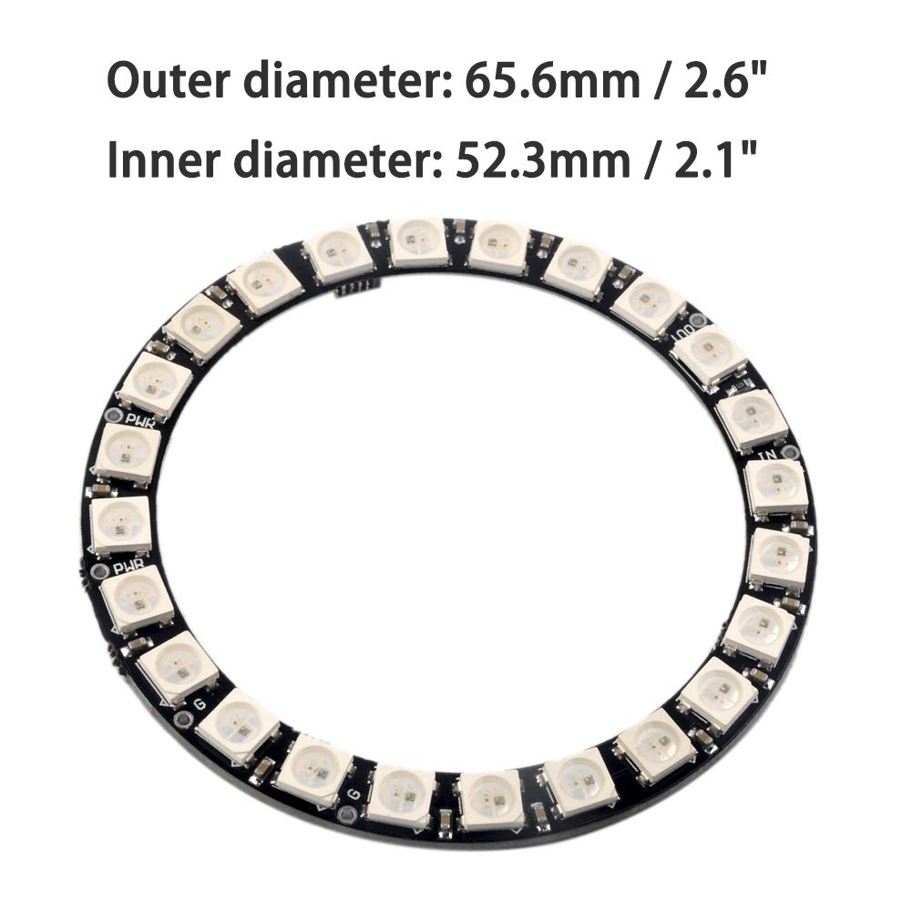 7 X WS2812B RGB LED Rings 7 Bits 5050 Lamp Light with Integrated Drivers, Full Color, Individually Addressable for Arduino ESP8266 Raspberry Pi ESP32 (Pack of 5pcs)