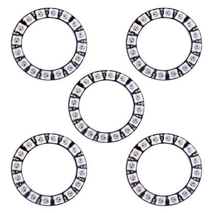 7 X WS2812B RGB LED Rings 7 Bits 5050 Lamp Light with Integrated Drivers, Full Color, Individually Addressable for Arduino ESP8266 Raspberry Pi ESP32 (Pack of 5pcs)