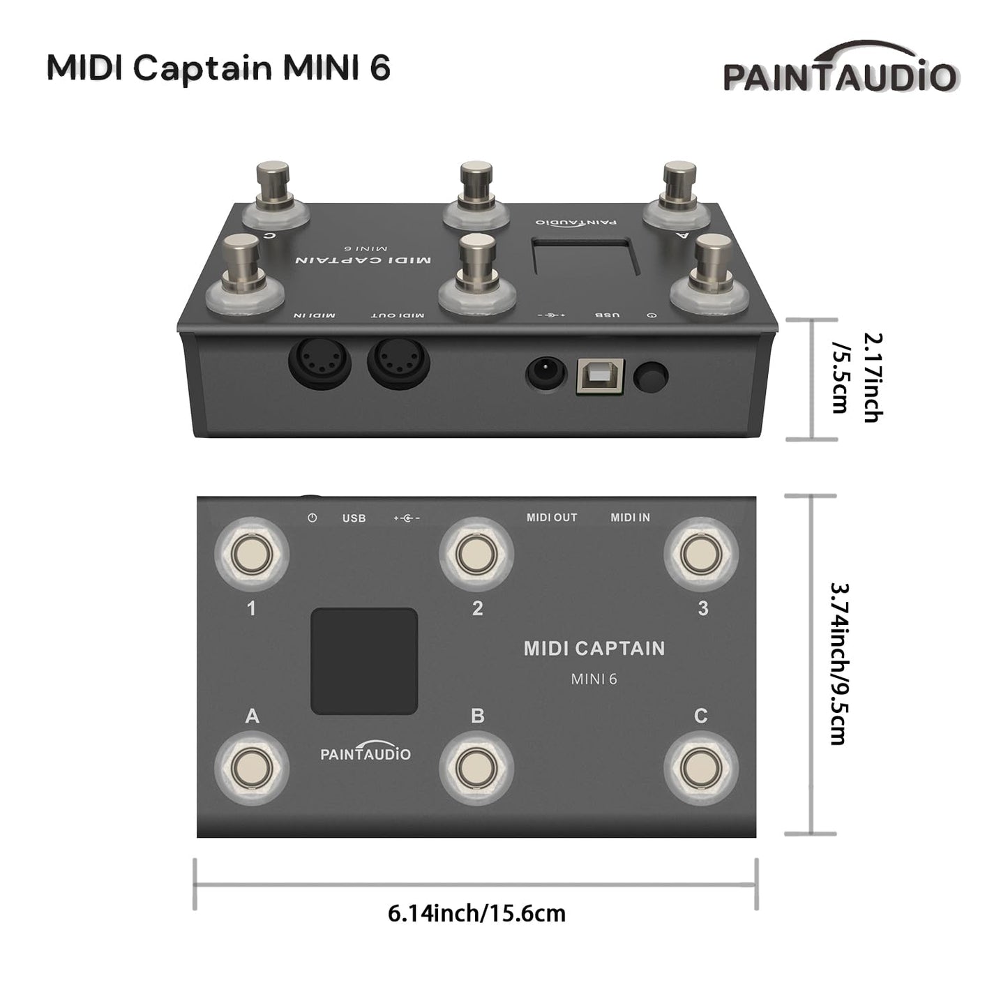 Paint Audio MIDI Captain MINI 6 Foot Controller Multi-Effects Keyboards Synthesizer USB-MIDI DAW DSP Software USB-HID Support Multi-state Switch Cycling(MIDI Captain MINI 6)