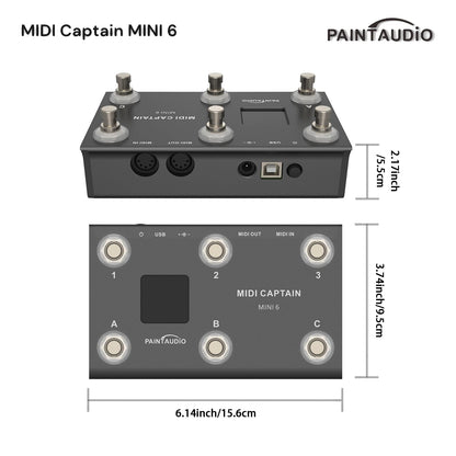 Paint Audio MIDI Captain MINI 6 Foot Controller Multi-Effects Keyboards Synthesizer USB-MIDI DAW DSP Software USB-HID Support Multi-state Switch Cycling(MIDI Captain MINI 6)