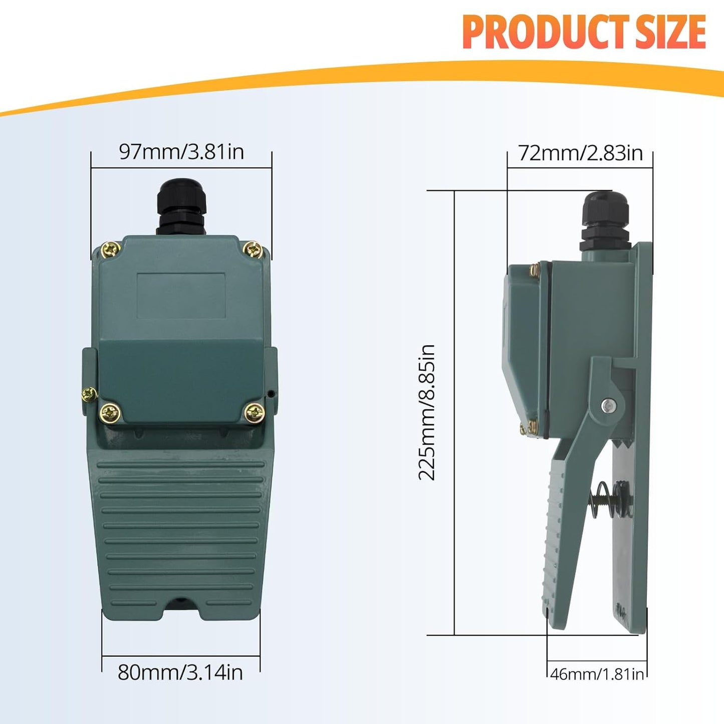 Momentary Foot Pedal Switch,No Cord, SPDT,NO NC,Foot Pedal Switch with Foot Threaded Nonslip Pressure Control Foot Pedal,for Scroll Saw,Drill,Log Splitter