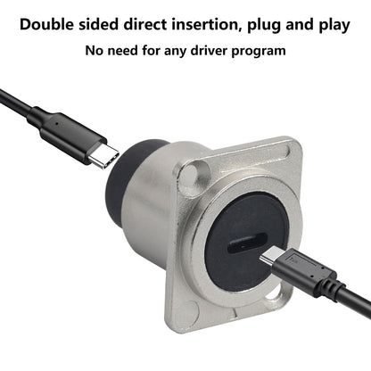 PENGLIN 2PCS USB 3.1 Type C Panel Mount Coupler, D-Type Module USB C Pass Through Connector, Female to Female Bulkhead Extension Adapter