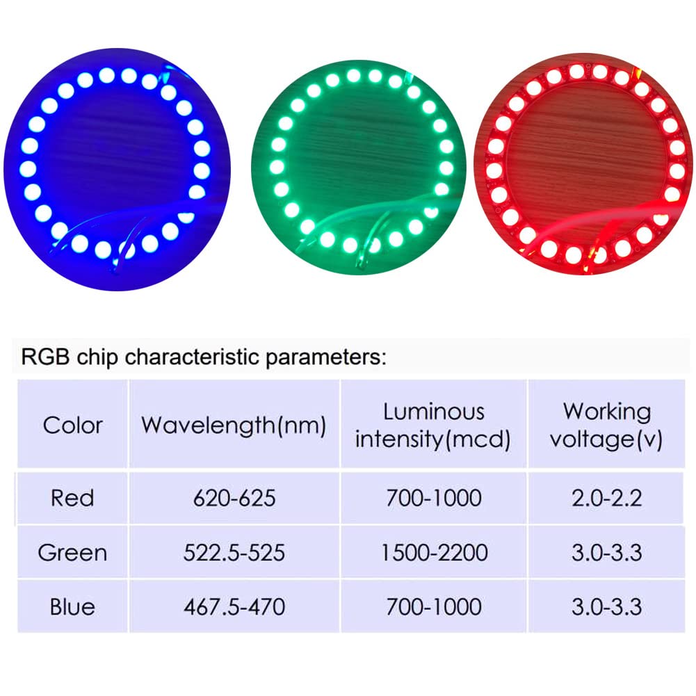 7 X WS2812B RGB LED Rings 7 Bits 5050 Lamp Light with Integrated Drivers, Full Color, Individually Addressable for Arduino ESP8266 Raspberry Pi ESP32 (Pack of 5pcs)