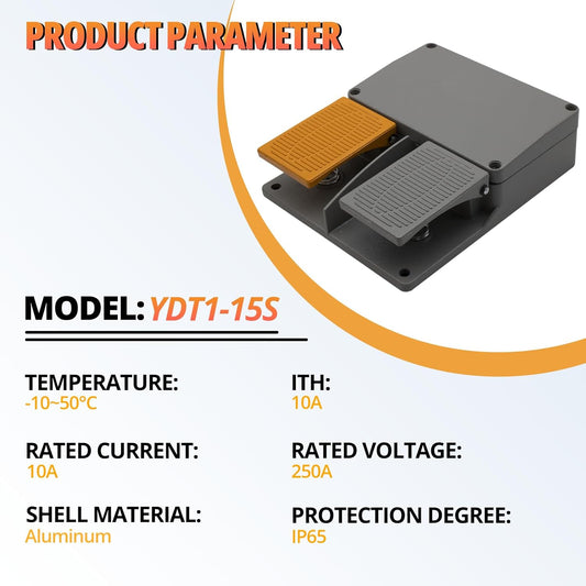 Double Pedal Foot Switch,SPDT,NO NC, Momentary Footswitch Dual Foot Pedal with Cast Aluminum,for Lathes,Drills,Punching Power Machines.(Deadman Style)