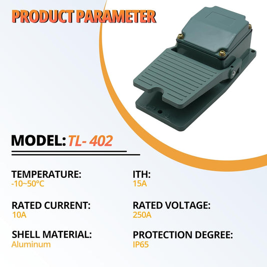 Momentary Foot Pedal Switch,No Cord, SPDT,NO NC,Foot Pedal Switch with Foot Threaded Nonslip Pressure Control Foot Pedal,for Scroll Saw,Drill,Log Splitter