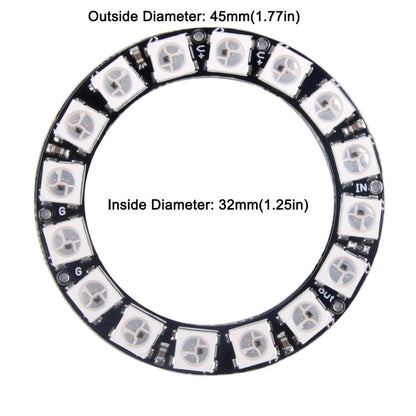 7 X WS2812B RGB LED Rings 7 Bits 5050 Lamp Light with Integrated Drivers, Full Color, Individually Addressable for Arduino ESP8266 Raspberry Pi ESP32 (Pack of 5pcs)