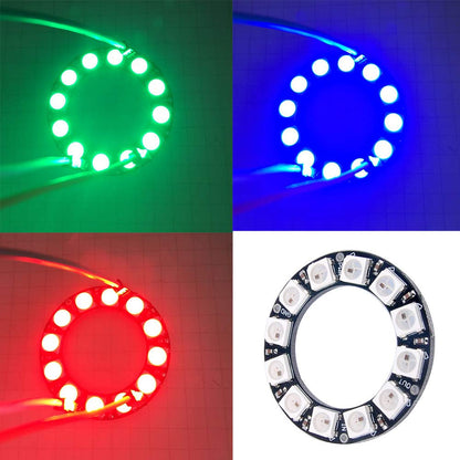7 X WS2812B RGB LED Rings 7 Bits 5050 Lamp Light with Integrated Drivers, Full Color, Individually Addressable for Arduino ESP8266 Raspberry Pi ESP32 (Pack of 5pcs)