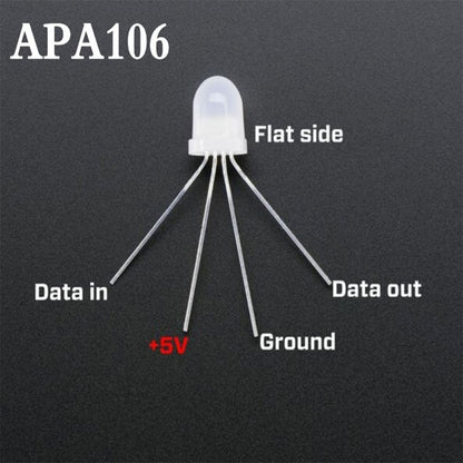 Round RGB LED Diode with Integrated Controller, APA106 5mm 5V 100pcs LED Lights