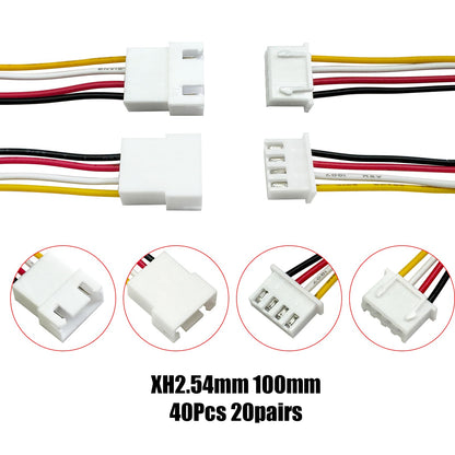 40pcs (20Pairs) JST XH 2.54mm 3Pin Mini Micro Male and Female Connection Cable Plug with Terminal Connector Wire Cable 100mm 26AWG