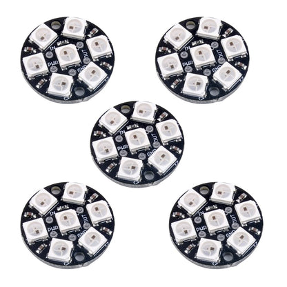 7 X WS2812B RGB LED Rings 7 Bits 5050 Lamp Light with Integrated Drivers, Full Color, Individually Addressable for Arduino ESP8266 Raspberry Pi ESP32 (Pack of 5pcs)