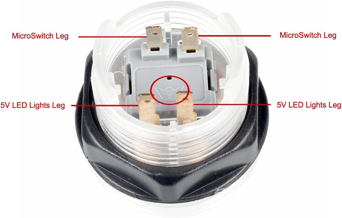 EG Starts 5X 30mm Arcade LED Lights Push Button Built-in Switch 5V Illuminated Buttons for Arcade Machine Games DIY Kit Parts Jamma Mame Raspberry Pi 1 2 3 ( Each Color of 1 Piece ) & 5 Colour