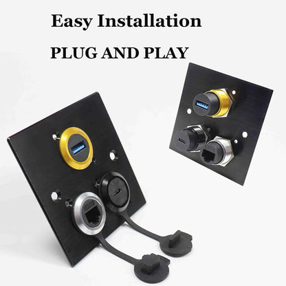 PENGLIN 2PCS USB 3.1 Type C Panel Mount Coupler, D-Type Module USB C Pass Through Connector, Female to Female Bulkhead Extension Adapter