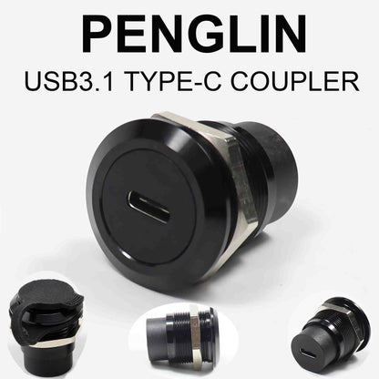 PENGLIN 2PCS USB 3.1 Type C Panel Mount Coupler, D-Type Module USB C Pass Through Connector, Female to Female Bulkhead Extension Adapter