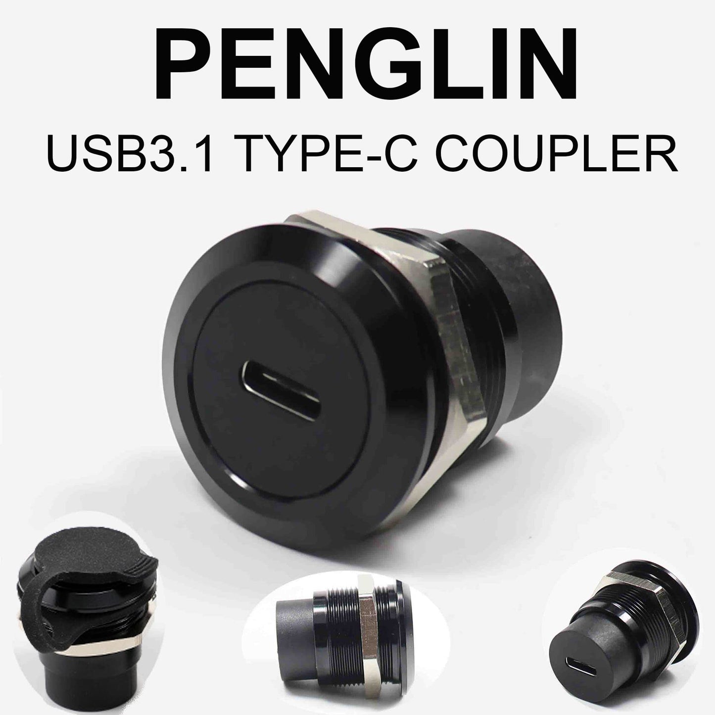 PENGLIN 2PCS USB 3.1 Type C Panel Mount Coupler, D-Type Module USB C Pass Through Connector, Female to Female Bulkhead Extension Adapter