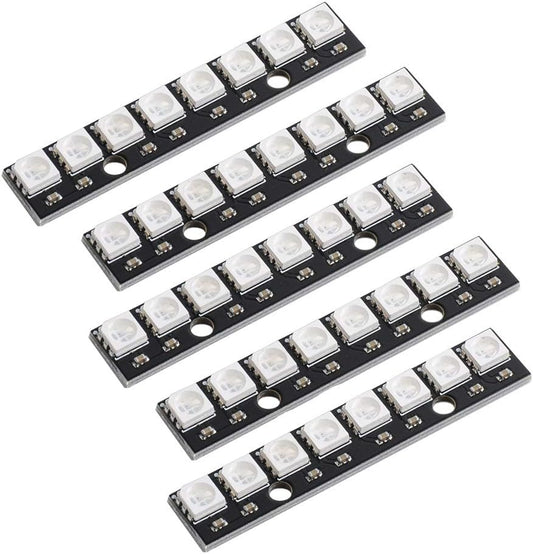 8 Bits WS2812 RGB LED Stick 8 X WS2812B 5050 Full Color RGB LED Module Built-in Drivers for Arduino Raspberry Pi ESP32 Shopping Mall Home Decoration Lighting Pack of 5pcs