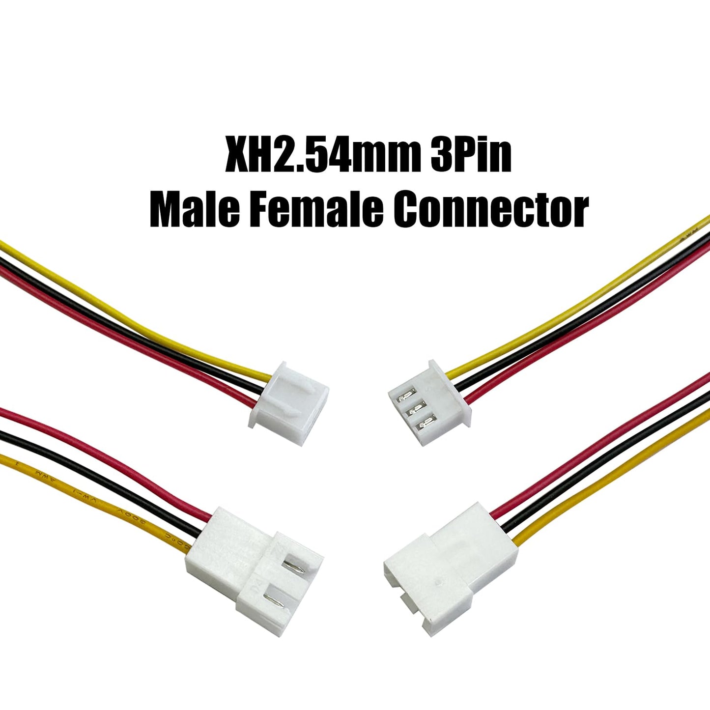 40pcs (20Pairs) JST XH 2.54mm 3Pin Mini Micro Male and Female Connection Cable Plug with Terminal Connector Wire Cable 100mm 26AWG