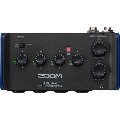 Zoom AMS-44 USB Audio Interface for Musicians & Podcasters, with 4 Inputs, 4 Outputs, Loopback, Direct Monitoring, Bus-Powered, for Recording and Streaming on PC, Mac, iOS, and Android