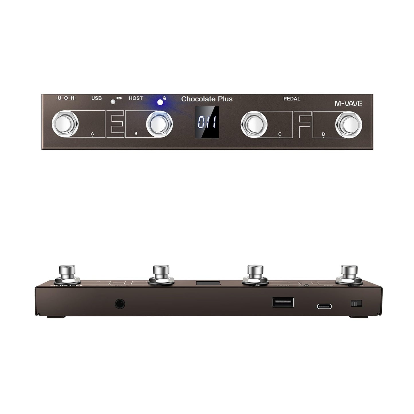 M-VAVE Chocolate Plus Wireless MIDI Foot Controller 4 Buttons BT Rechargeable, APP Control