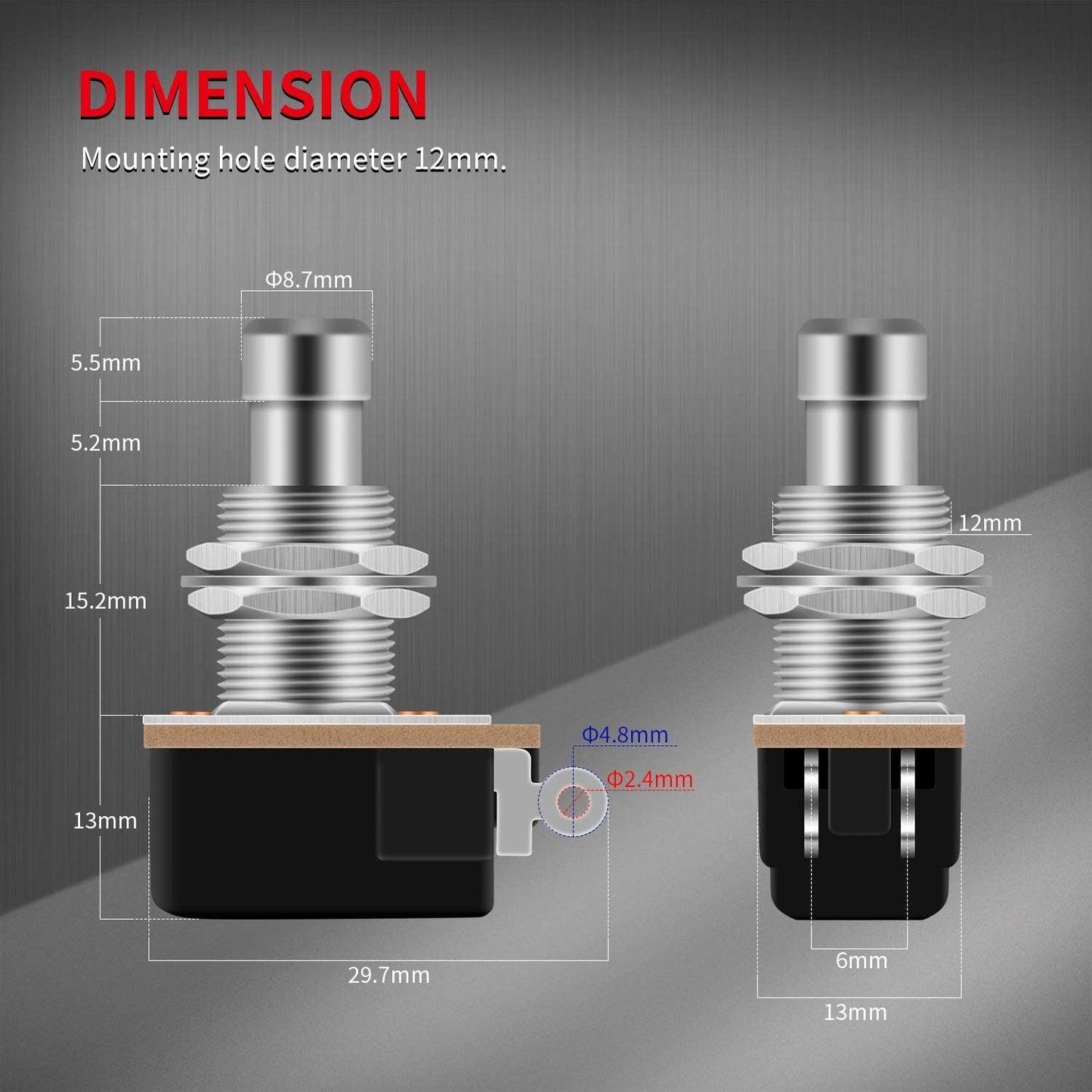 Gebildet 2pcs Momentary Soft Touch Foot Switch Normally Open SPST 2 PIN Stomp Box Push Button Footswitch for Guitar Effect Pedal