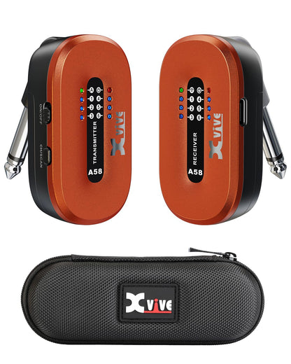 Xvive A58 Wireless Guitar System 5.8GHz Wireless Guitar Transmitter Receiver for Active or Passive Pickup Electric/Acoustic Bass Guitar