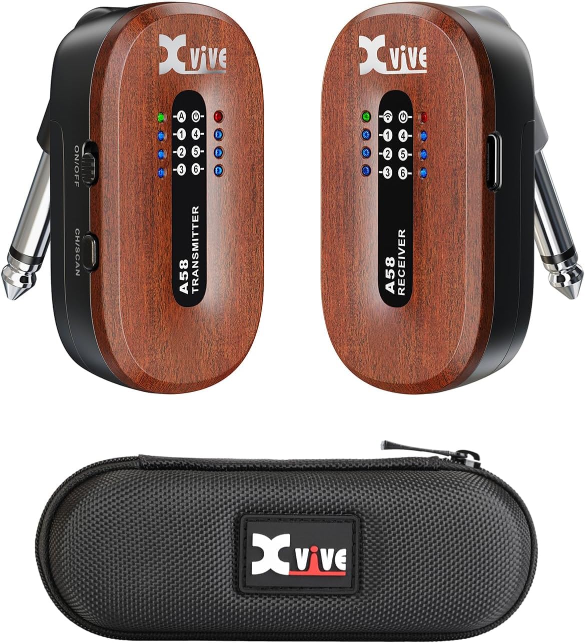 Xvive A58 Wireless Guitar System 5.8GHz Wireless Guitar Transmitter Receiver for Active or Passive Pickup Electric/Acoustic Bass Guitar
