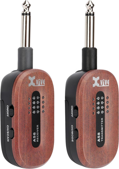 Xvive A58 Wireless Guitar System 5.8GHz Wireless Guitar Transmitter Receiver for Active or Passive Pickup Electric/Acoustic Bass Guitar
